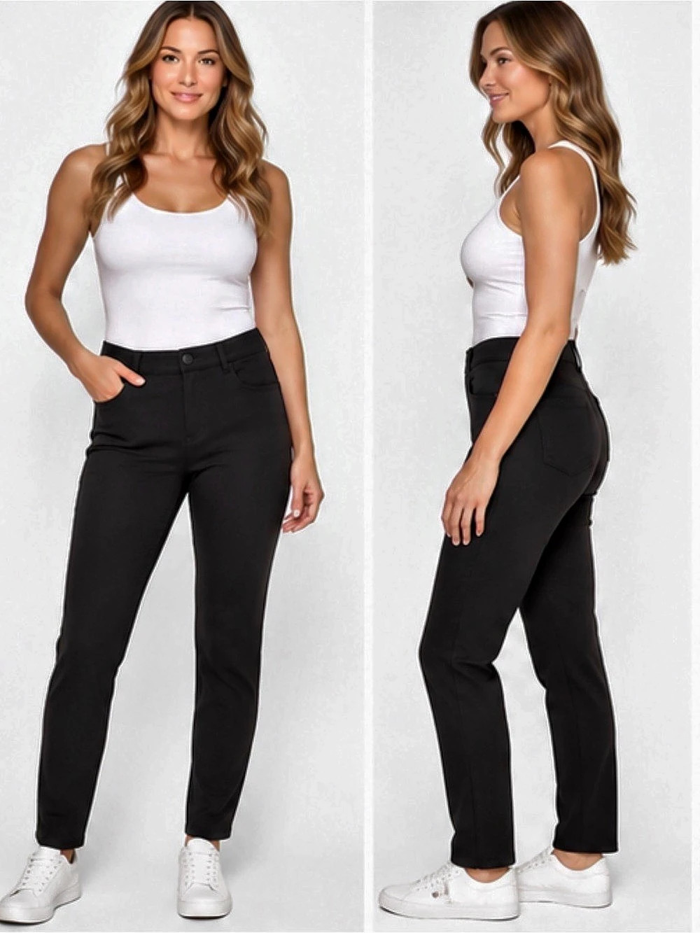 Athleta Black Stretch Slim Straight Pants Women’s Size 6 30” Inseam